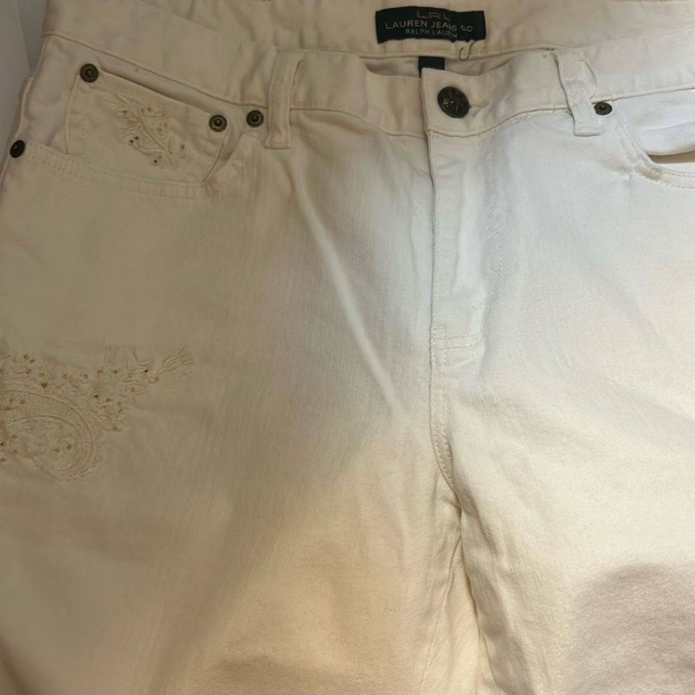 Ralph Lauren white jeans embroidered size 12